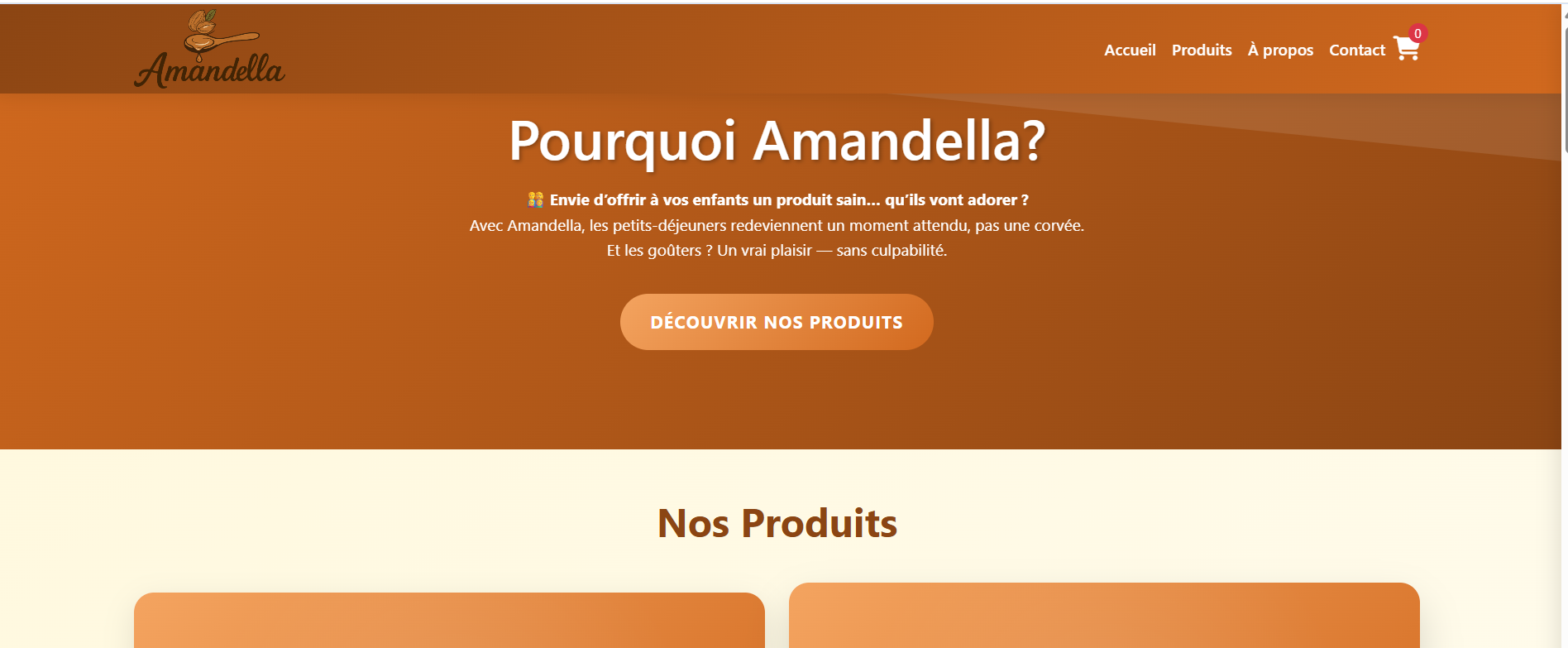 Page d’accueil de la boutique